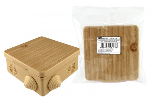 Распаячная коробка ОП 100х100х55мм, крышка, "ЭКО" (сосна),  IP54, 8вх. инд. штрихкод TDM