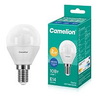 Лампа светодиодная LED10-G45/865/E14 10Вт шар матовая 6500К холод. бел. E14 220В Camelion 13569
