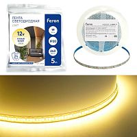 Лента светодиодная LS617 240SMD(2835)/м 19Вт/м 12В 5000х10х1.22мм 3000К IP20 (уп.5м) FERON 48826