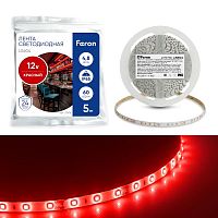 Лента светодиодная LS604 60SMD(2835)/м 4.8Вт/м 12В IP65 красн. (уп.5м) FERON 27676