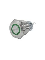 Выключатель кнопочный GQ22-L-11E/G/220V/S 1НО+1НЗ цилиндр с подсветкой 220В AC/DC d22мм IP65 метал. зел. Электротехник ET020093
