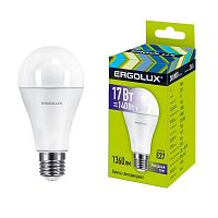 Лампа светодиодная LED-A60-17W-E27-6K 17Вт грушевидная матовая 6500К холод. бел. E27 220-240В ЛОН Ergolux 13181