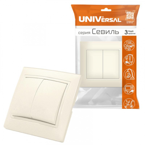 Выключатель 2-кл. Севиль сл. кость UNIVersal Б-С0023 фото 3