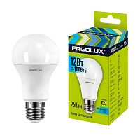 Лампа светодиодная LED-A60-12W-E27-4000K 12Вт грушевидная матовая 4000К бел. E27 220-240В ЛОН Ergolux 12151