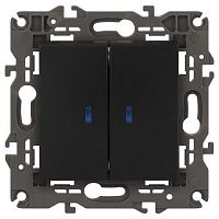 Выключатель 2-кл. СП Elegance 14-1105-05 10А IP20 250В 10AX с подсветкой механизм антрацит Эра Б0034241