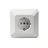 Розетка 1-м СП Jussi 16А IP21 250В с заземл. Schuko зажим. клеммы в сборе бел. ABB 2TKA000692G1