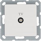 Розетка телевизионная проходная TV Ф9.5мм механизм бел. глянцевый Jasmart G6002W