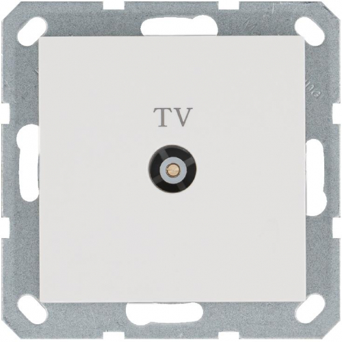 Розетка телевизионная проходная TV Ф9.5мм механизм бел. глянцевый Jasmart G6002W