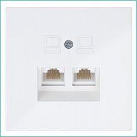 Розетка компьютерная 2-м СП RJ45 FD кат.5E с накладкой механизм бел. глянцевый Jasmart FD6106W