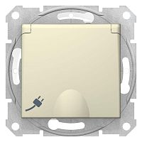 Розетка 1-м СП Sedna 16А IP44 250В с заземл. защ. шторки с крышкой механизм беж. SchE SDN3100347