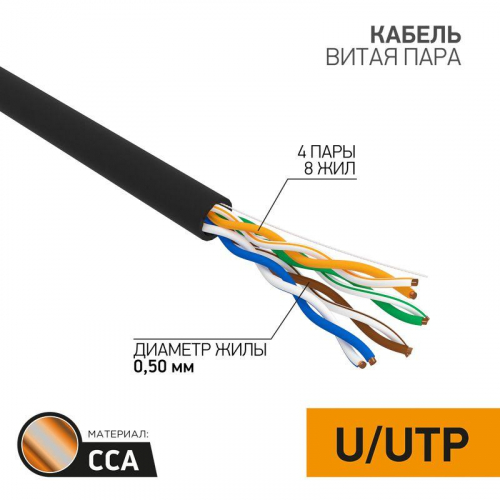 Кабель UTP 4PR 24AWG CAT5e OUTDOOR, 305м CCA | 01-0045-3 | PROconnect фото 3