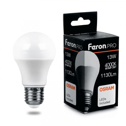 Лампа светодиодная LB-1013 13Вт A60 грушевидная 4000К E27 230В FERON 38033