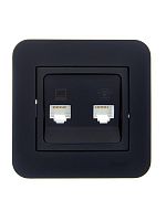 Розетка компьютерная+телефонная 2-м СП ASTI RJ45 + RJ11 в сборе черн. бархат LEZARD 7081-4242-143