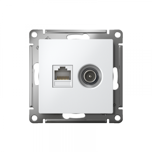 Розетка компьютерная + телевизионная 2-м СП AtlasDesign RJ45 кат.5E + TV механизм лотос SE ATN001389 фото 2