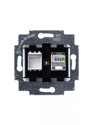 Розетка информационная RJ45 Levit CAT.5e с заглушкой жемчуж. ABB 2CHH295117A6068 фото 2
