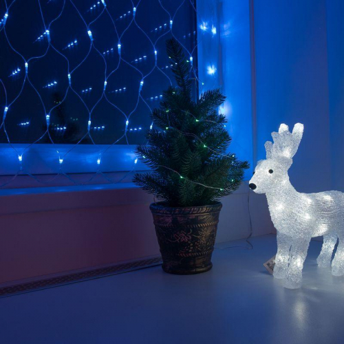 Гирлянда светодиодная "Сеть" 1.8х1.5м 180LED син. 15Вт IP20 провод ПВХ прозр. Neon-Night 215-133 фото 4