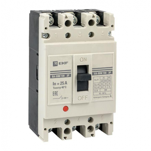 Выключатель автоматический 3п 100/25А 35кА ВА-99М PROxima EKF mccb99-100-25m фото 4