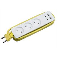 Удлинитель 3х1.8м без заземл. 10А Travel S-CT3-1.8UC WHITE/GREEN 2USB+2TYPE C (31А) бел./салат. Uniel UL-00011138