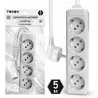 Удлинитель 4х5м с заземл. 10А 3х1.5 TOKOV ELECTRIC TKL-C01-BU4-5-1.5-Z