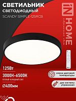 Светильник светодиодный SCANDY SIMPLE-125RCB 125Вт 3000-6500К 10000лм 230В 400х50мм пульт ДУ черн. IN HOME 4690612062136