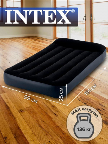 Матрас надувной 99х191х25см с подголовником (64141) INTEX 6941057413532 фото 3