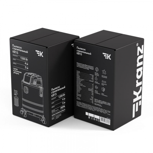 Пылесос строительный KR15 1200Вт 15л 4м Kranz KR-16-1115 фото 8