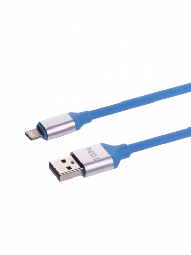 Дата-кабель, ДК 18, USB - Lightning, 1 м, силиконовая оплетка, голубой, TDM фото 3