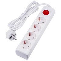 Удлинитель 4х1.5м с заземл. 16А Ultra S-GCU4-1.5B WHITE бел. Uniel UL-00010021