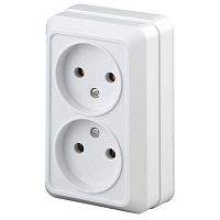 Розетка 2-м ОП Quadro 2-203-01 16А IP20 250В 2х2P бел. Intro Б0053792