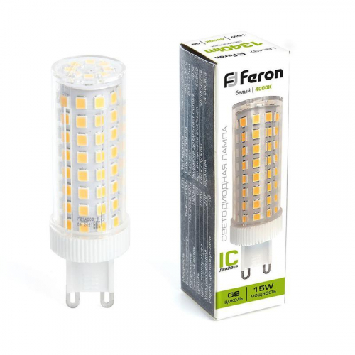 Лампа светодиодная LB-437 15Вт JCD 4000К G9 230В FERON 38213