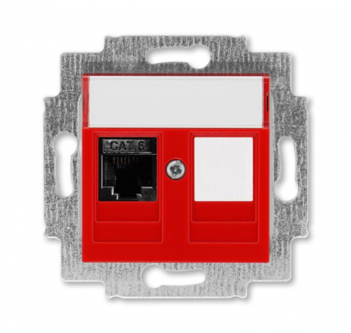 Розетка информационная Levit RJ45 кат. 6 и заглушка красн. ABB 2CHH296117A6065