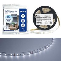 Лента светодиодная LS604 60SMD(2835)/м 4.8Вт/м 12В 6500К (уп.1м) FERON 27752