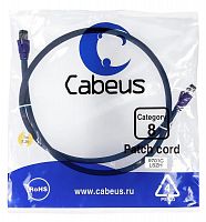Патч-корд S/FTP кат.8 PC-SSTP-RJ45-Cat.8-1m-LSZH 2xRJ45/8p8c экранир. LSZH (40G 2000 MHz) 1м син. Cabeus 9701c