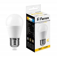 Лампа светодиодная LB-750 11Вт G45 шар 2700К E27 230В FERON 25949