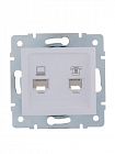 Розетка компьютерная + телефонная 2-м СП Karina RJ45 + RJ11 механизм бел. LEZARD 707-0288-143