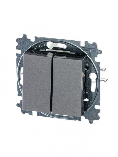 Выключатель 2-кл. СП Levit IP20 сталь/дым. черн. ABB 2CHH590545A6069