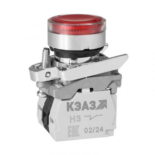 Кнопка КМЕ4611мЛС 220В красн. 1но+1нз цилиндр IP65 КЭАЗ 332057