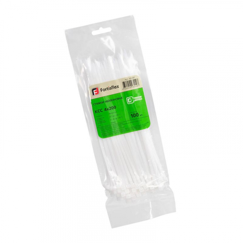 Хомут кабельный КСС 4х200 нейл. бел. (уп.100шт) Fortisflex 49397 фото 2