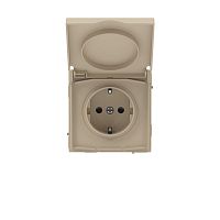 Розетка силовая KANT IP44 2P+E защ. шторки с крышкой ванильн. марципан DKC 7015013