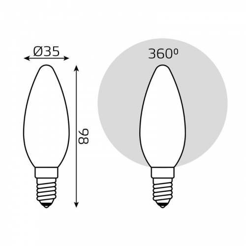 Лампа светодиодная филаментная Black Filament 5Вт свеча матовая 4100К нейтр. бел. E14 450лм GAUSS 103201205 фото 3