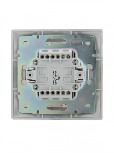 Выключатель 1-кл. СП Mira 10А IP20 с подсветкой со вставкой сер. метал. LEZARD 701-1010-111 фото 4