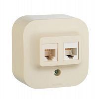 Розетка компьютерная + телеф. 1-м ОП Quteo 2мод. RJ11 + RJ45 CAT.5E UTP сл. кость Leg 782251