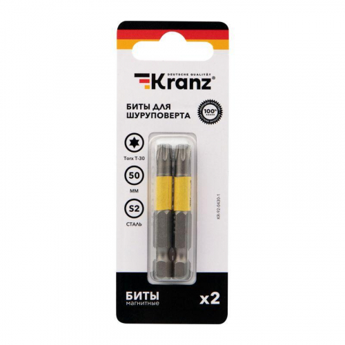 Бита Torx T30х50мм для шуруповерта (уп.2шт) Kranz KR-92-0430-1 фото 3