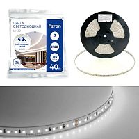 Лента светодиодная LS420 120SMD(2835)/м 8Вт/м 48В 40000х10х1.22мм 4000К IP20 стабилизированная (уп.40м) FERON 48792