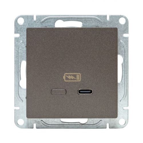 Розетка СП Эпика USB-C быстрая механизм мокко EKF UP1-SOM-USBCF фото 2