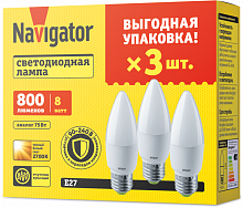 Лампа светодиодная 95 322 NLL-C37-8-230-2.7K-E27-FR-PACK3 NAVIGATOR 95322