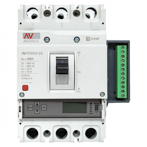 Выключатель автоматический 3п 250А 50кА AV POWER-2/3 ETU6.2 AVERES EKF mccb-23-250-6.2-av фото 4