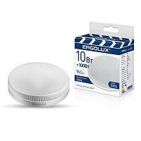 Лампа светодиодная LED-GX53-10W-GX53-6K 10Вт таблетка 6500К холод. бел. GX53 220-240В ПРОМО Ergolux 15561