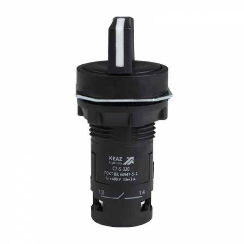 Переключатель 3 положения OptiSignal Compact D22 С7-S-320 черн. 2НО XB7ND33 КЭАЗ 362138
