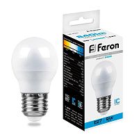 Лампа светодиодная LB-550 9Вт G45 шар 6400К E27 230В FERON 25806